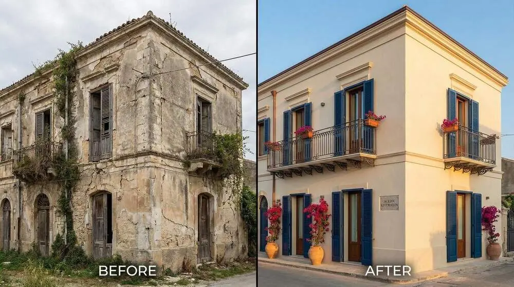 Before and After Renovation in Sicily